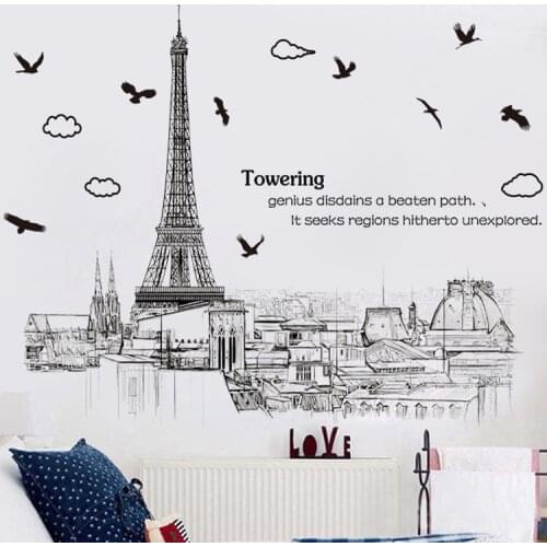Paris landscape Tower wall stickers Vinyl DIY wall decals for Living room Bedroom sofa background wall Decor Murals