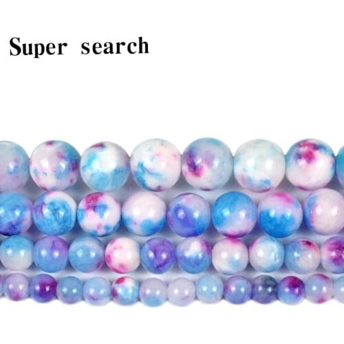 Natural Stone Blue red white Jades Chalcedony Beads Loose Spacer Beads For Jewelry Making DIY Bracelet Accessories6/8/10mm