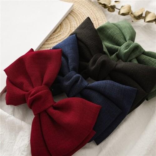 New Solid Large Bow Hair Grips Female Cute Girl’s Fabric Hairclip High Quality Handmade Korean Style Fresh Headpieces For Woman