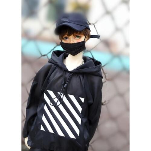 BJD Doll clothes apply to 1-3 1-4 uncle sun-proof clothes hoodie sweater top black doll accessories