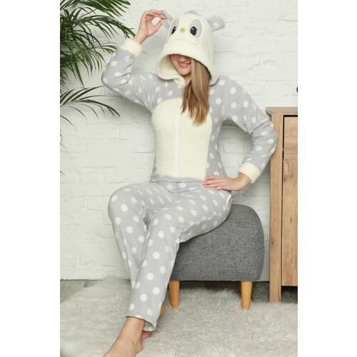 Sleepwear House Big Points Pattern Women 'S Fleece Plush Jumpsuit Sleepwear
