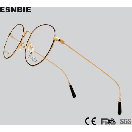 Gold Alloy Glasses Frame Women Optical Vintage Round Eyewear Myopia Prescription Eyeglasses Frames Men Retro Oval Glasses