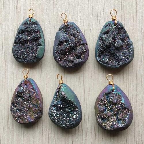 Wholesale 6pcs/lot fashion good quality natural colorful agates drop shape pendants for jewelry accessories making free shipping