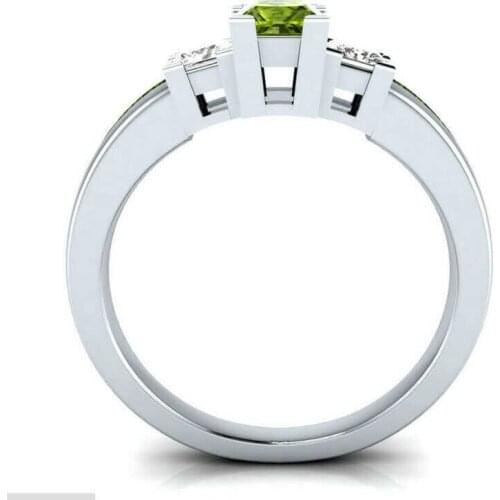 Wholesale Hot Engagement Round Cut Blue & Green White Gold Color Ring Hot Sale Fashion Jewelry