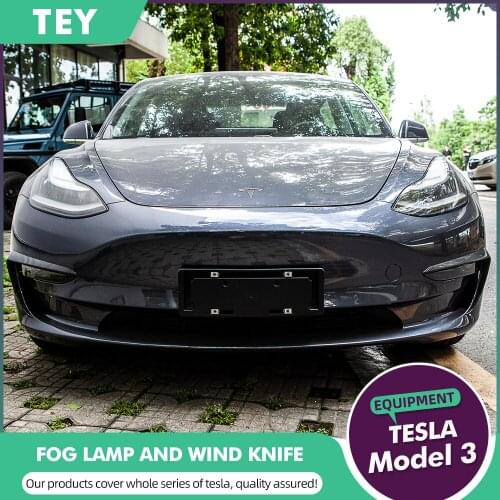 New Front Fog Trim For Tesla Model 3 Model Y ABS Carbon Fibre Black Car Styling Auto Accessories For All Tesla model3