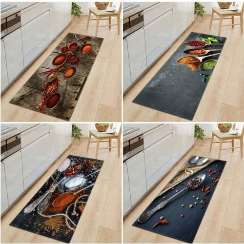 Rectangular Kitchen Anti-Slip Door Mat Home Spice Pattern Kitchen Rug Fashion Unique Design Mat