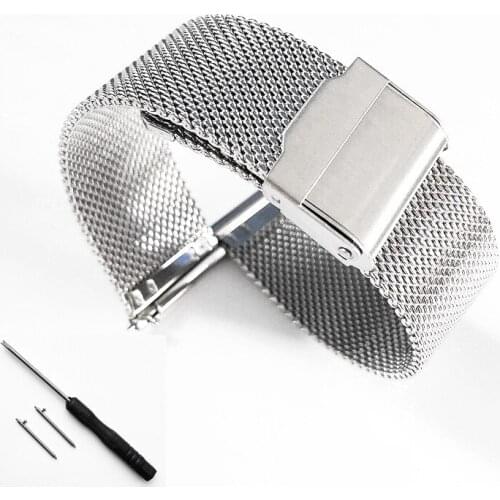 Milanese Watchband 10mm 12mm 14mm 16mm 18mm 20mm 22mm Universal 304 Stainless Steel Metal Watch Band Strap Bracelet Silver