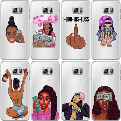 MAKE MONEY Not Friends Black Kash Head Girl for Samsung Galaxy S6 S7 S8 S9 A7 2018 PLUS EDGE NOTE 8 9 Anti Fall silicone Cover