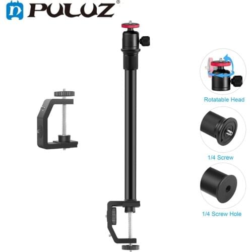PULUZ Heavy Duty C Clamp Camera Clamp Mount Monopod Rod with 1/4 inch Screw For GoPro HERO9 8 7 6 5 4 3+ 3 2 1/ DJI Osmo Action