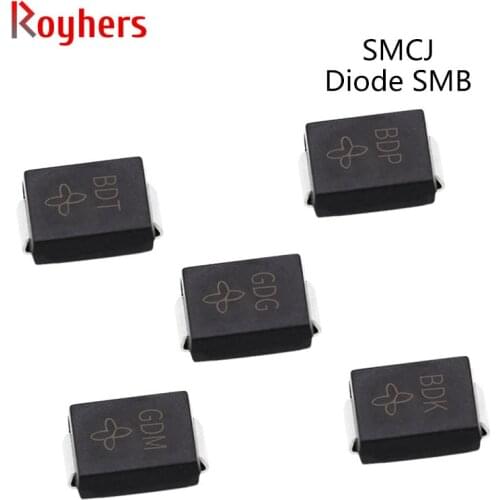 50Pcs SMD TVS Diodes SMCJ26CA SMCJ28CA SMCJ30CA SMCJ33CA SMCJ36CA SMCJ40A SMCJ45A SMCJ48A SMCJ51A SMCJ54A 1500W 5V-440V SMC