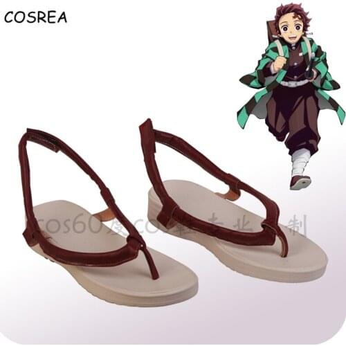 Anime Demon Slayer: Kimetsu no Yaiba cosplay shoes Kamado Tanjirou cosplay shoes Hibiscus for Women and Mens Halloween Cos Shoes