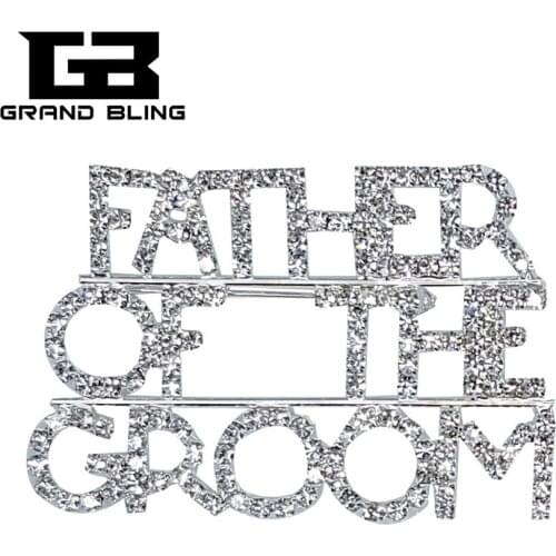 Unique Bride Gift Crystal Wedding Theme Jewelry "FATHER OF THE GROOM" Brooch Pin