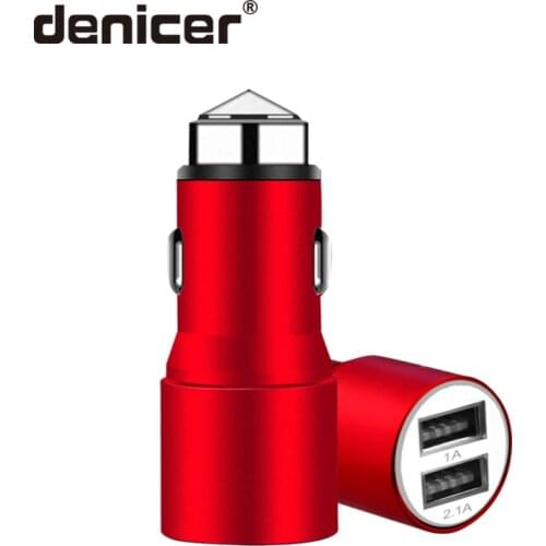 Universal Multi-function Car Charger Dual USB Adapter Cigarette Lighter LED For All Types Of Mobile- Metal Body
