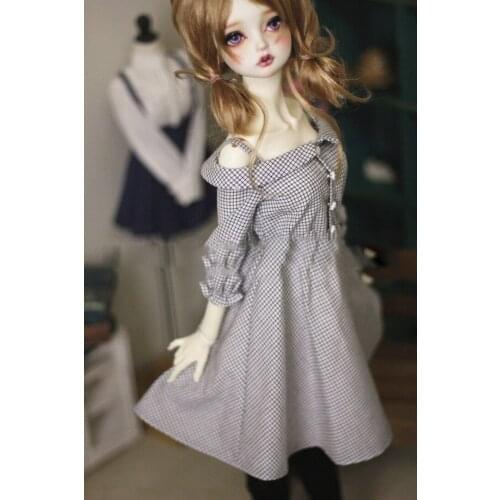 G10-206 1/3 bjd baby clothes SD doll new product dress doll clothes White black plaid Strapless dress 1 pcs