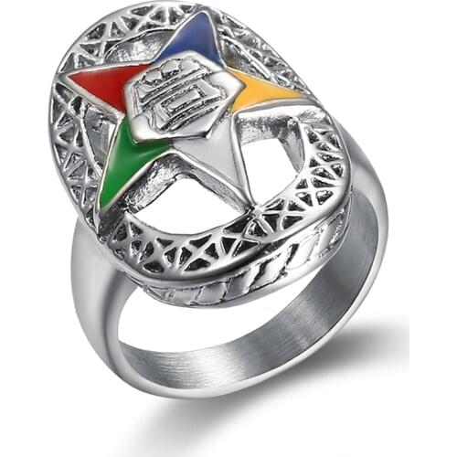 New trendy order of the eastern star rings for women ladies party band ring masonic jewelry for women oes rings