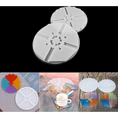 1 Pcs Round Coaster UV Epoxy Resin Casting Mold Dried Flower Irregular Tray Silicone Molds For DIY Crafts Table Decor Supplies