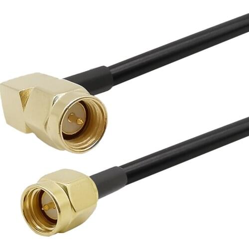 SMA Male to SMA Male Right Angle LMR-195 Jumper Radio Antenna Extension Cable SMA Plug to SMA Plug Connector Low Loss Cable