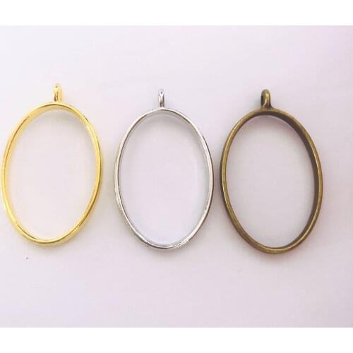 10Pcs Metal Oval Geometric Hollow Frame Pendant Charm UV Epoxy Resin Craft Bezel For DIY Jewelry Making Accessories