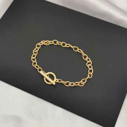 12 Pcs Chain Bracelets Metal Plated Link with OT Toggle Clasps Jewelry Bangle AXYD
