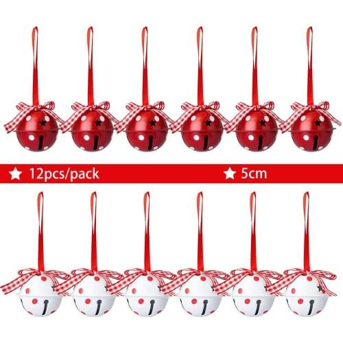 12pcs/Pack 50mm Decoration Bell Christmas Tree Hang Pendant Ornaments Metal Bell Christmas Decor For Home Bar Party Decoration