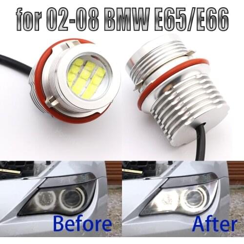 120W for 02-08 BMW 7-series E65/E66(745i, 745Li, 750i) LED Angel Eyes Ring Marker Light Bulbs Xenon White 6000K Car Accessories