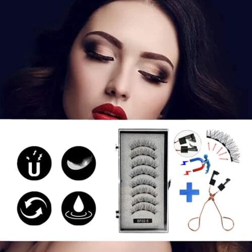 3D Natural Magnetic Eyelashes ,With 5 Magnetic Lashes Handmade Reusable Magnetic False Eyelashes make up Support Drop Shipping