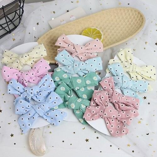 4 Pcs/Set Flower Print Baby Hair Clips Cotton Baby Girl Hairpins Barrettes Headwear For Girls Baby Hair Accessories