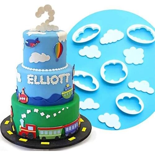 5Pcs/set Cloud Shape Cookie Mold 3D Printed Fondant Cloud Cutter Biscuit Mold For Cake Decoration Sugar Craft Cookie Cutter