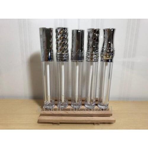 7ml 50pcs Empty Clear Cosmetic Lip Gloss Tube,DIY Lip Balm Bottle with Silver Lid,Round Lipgloss Refillable Containers Package