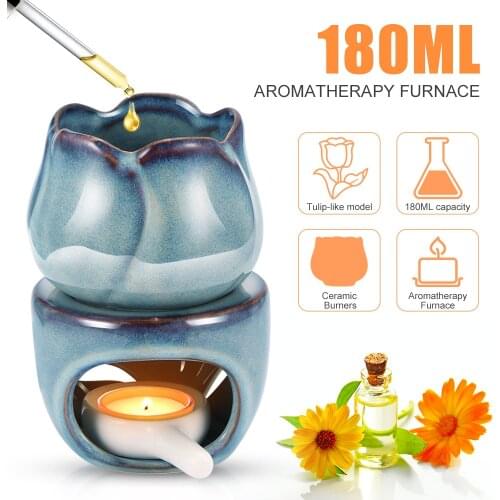 Aromatherapy Furnace Candle Lamp Decoration Bedroom Essential Oil Incense Burner Tulip Ceramic Candle Tea light Wax Burnet