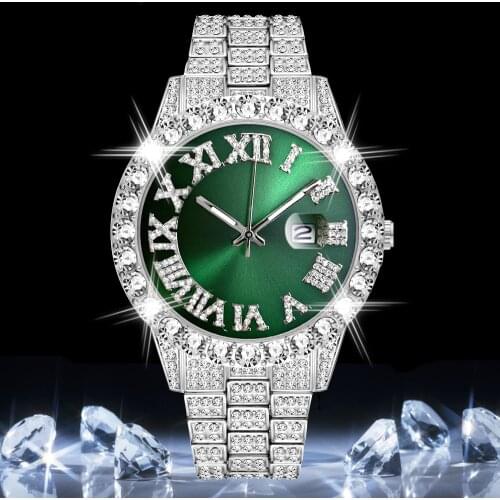 Free Dropshipping Full AAA Diamond Watch for Men Hip Hop Mens Watches Fashion Quartz Wristwatch Waterproof Iced Out Reloj Hombre