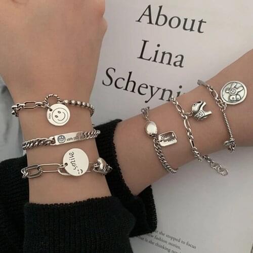 925 Sterling Silver Adjustable Link Chain Charm Bracelet&Bangle For Women Vintage Handmade Wedding Party Jewelry sl017