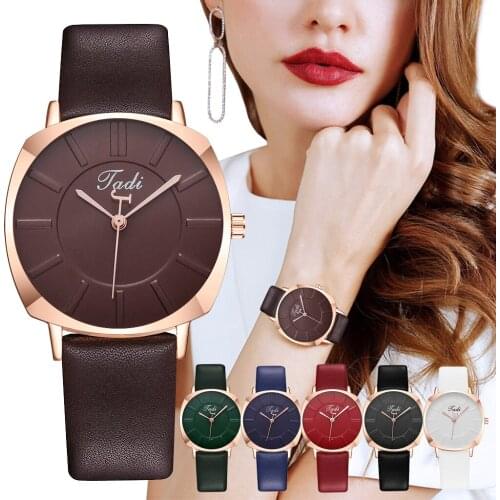 Tadi Brand Women Simple Square Watches Casual Ladies Leather Quartz Analog Watches Reloj Mujer For Gift Clock