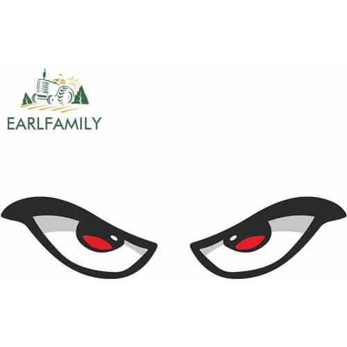 EARLFAMILY 13cm x 3.1cm for Evil Eyes Red Car Stickers Personality Scratch-Proof Cartoon Decal Refrigerator Personality Graphics