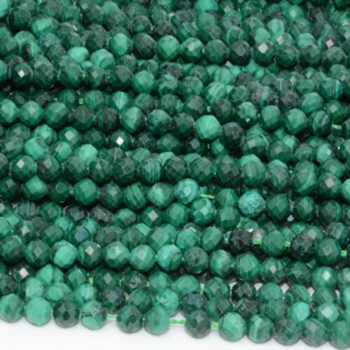 Natural Malachite Faceted Round Beads 4.2mm