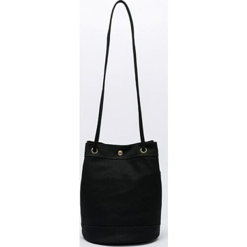 Canvas messenger female small bag new chic retro literary simple diagonal cross bucket bag