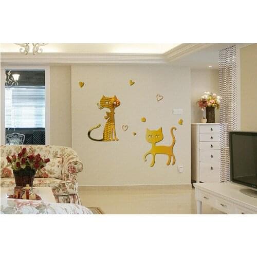 Jm198 Stereo Love Cat Living Room Dining Room Background Acrylic Wall Stickers Comes with Adhesive