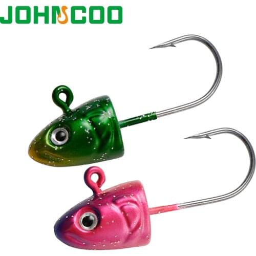JOHNCOO 5pcs Jig Lead Head Soft Lure Hook 3.5g 5g 7g 10g 3D Eye Lead Jig Head Jigging Silicone Bait Soft Worm Hook