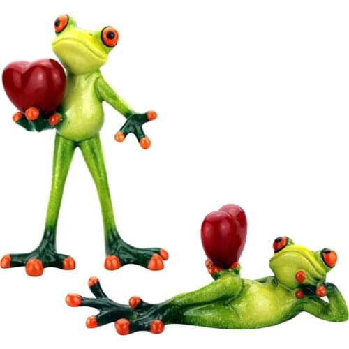 2pcs Home Decorative Kawaii Yoga Frogs Figurine Kids Toy Modern Resin Home Sculpture Resin Model Animal Crafts Gifts