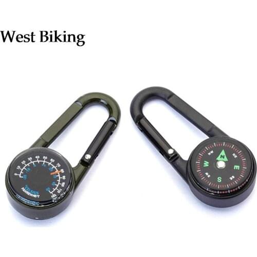 Camping Climbing Hiking 3-in-1 Compass Carabiner Thermometer Snap Hook Keychain Outdoor Survival Tools