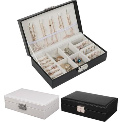 Jewelry Box Organizer Storage Boxes Leather Organizer Jewellery Ornaments Case Portable Travel Necklaces Earrings Rings Storage