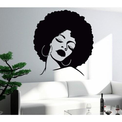 Fashion Black Lady Wall Stickers Vinyl Wall Decal Large Wall Sticker Hot Sexy Hair Spa Salon DIY Self-adhesive Wallpaper SA214