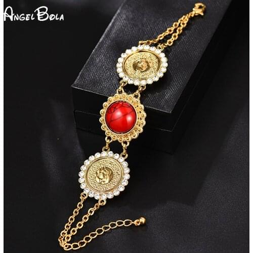 Fashion Classic Coin Luxury Women Charm Bracelet Muslim Arab Coin Gold Bracelet Middle East Arab Jewelry Accessories Gift