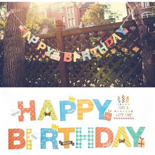 Cartoon Happy Birthday Banner Letter Shaped Party Flags Bell Garland Flags Baby Shower Kids Birthdays Party Supplies Decorations