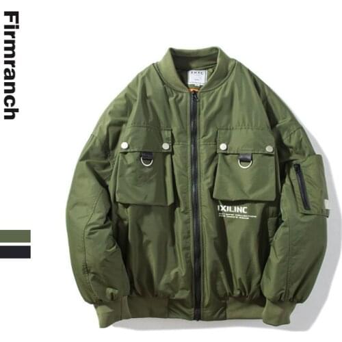 Firmranch Men/Women Winter Classic Couple Short Stand Collar Baseball Padded Jacket Coat Multi Big Pockets Thick Coat Parkas