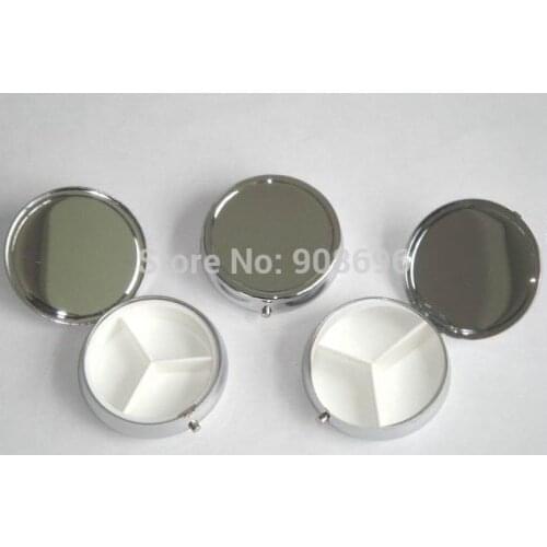 50PCS Blank Pill Boxes Metal Organizer Box of Medicine DIY Silver Color Boxes - Free Ship
