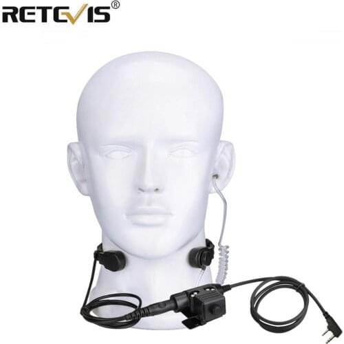 3-1RETEVIS ETK006 Adjustable Tactical Throat Mic With PTT throat microphone Headphones Walkie Talkie For Airsoft Games