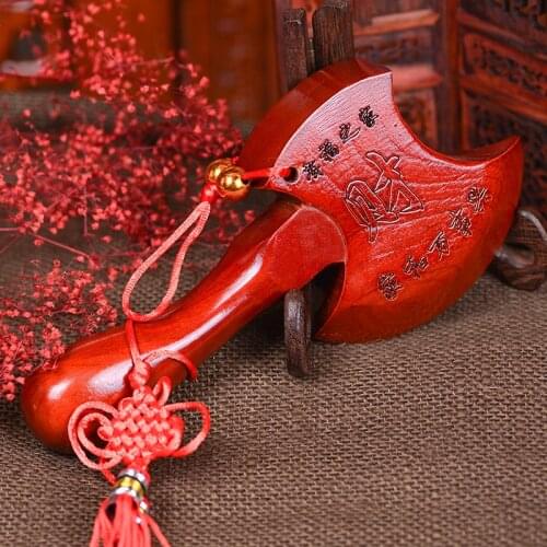 Retro Chinese Wedding Supplies Marriage Decoration Arrangement Press Blessing Axe Fu Carved Peach Axe