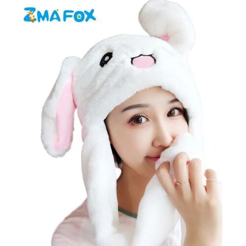 Cute Cartoon Rabbit Moving Ears Hat Airbag Bunny Toy Cap Party Live Streaming Decor for Women Children Girls Birthday Gifts
