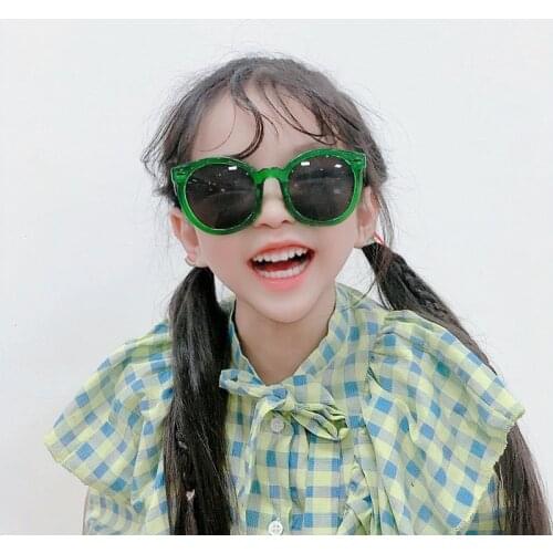 Childrens sunglasses 2020 new uv400 dark green frame black lenses cute girls personality shade sunglasses boys glasses Oculos